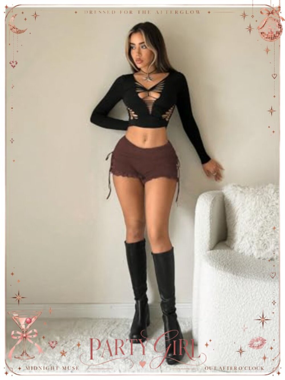 Sexy Low Rise Lace Mini Shorts Side Drawstring Ruched Stretchy - Picture 4 of 5